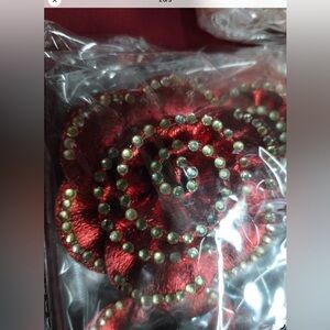 Elegant 🌹 LARGE RED ROSE Spiral STRETCH Ring NEWsatin- embellished  rhinestones.